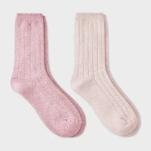 Auden Women's Brushed Terry Lined Cozy Crew Socks (2 ct