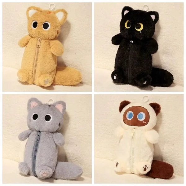 Creative Large Capacity Pen Bag Cat Plush Pencil Case Multifunctional Storage Bag - AliExpress 21