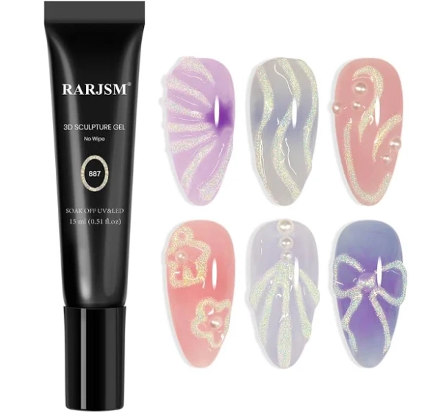 Holographic No-wipe 3D Sculpting Gel for Nail Art Designs