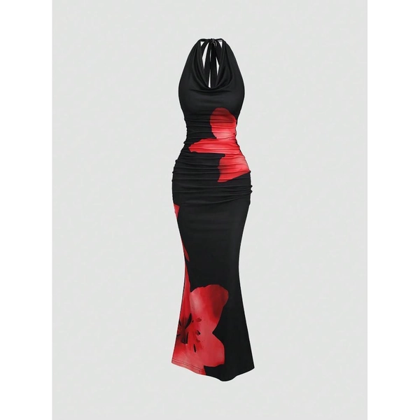 Women's Summer Wrap Neck Print Dress