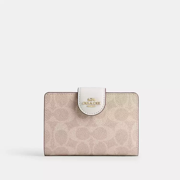 Gold/Sand/Chalk Medium Corner Zip Wallet In Signature Canvas