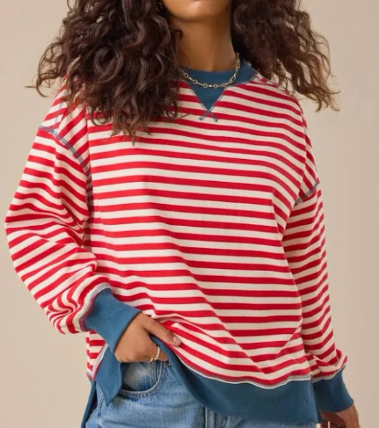 Altar'd State Pace Setter Stripe Crewneck