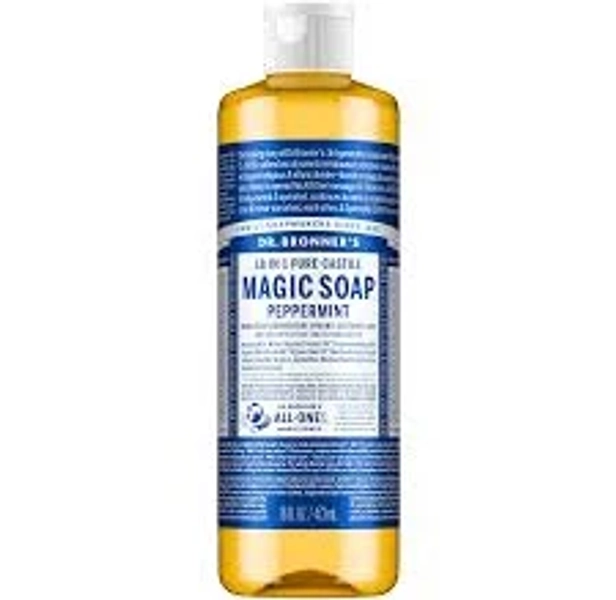dr. bronner's 18-in-1 pure-castile peppermint magic soap, 16 fl oz (473 ml)