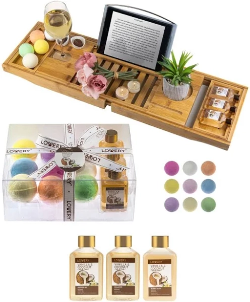 Lovery Vanilla Coconut Bathtub Caddy Gift Set