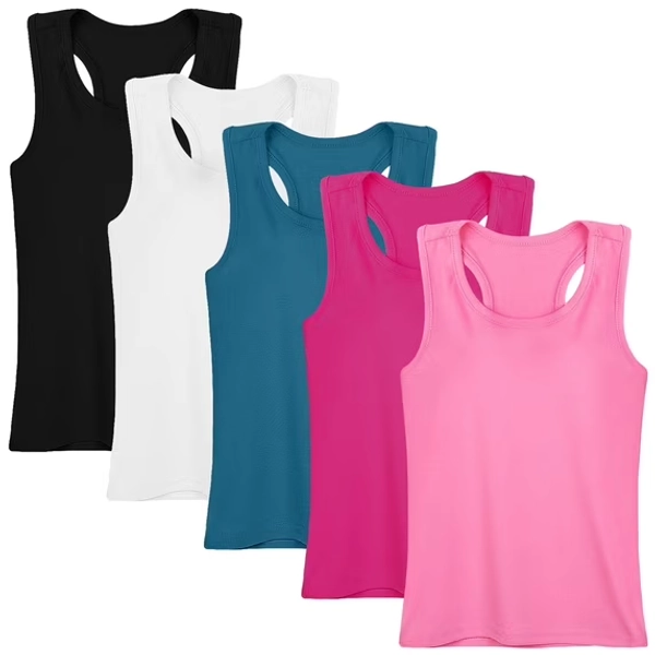 Cooraby 5 Pieces Girls Dance Tank Tops Toddler Racerback Sleeveless Top Girl Undershirts for Ballet Gymnastics 2T-16Years