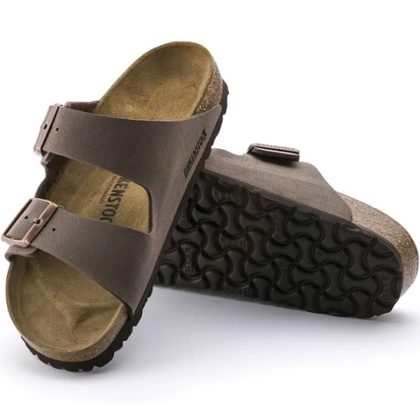 BIRKENSTOCK Arizona Birkibuc Mocha Two-Strap Sandals