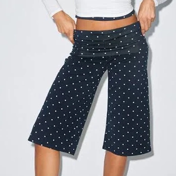 Out From Under Bec Cropped Gaucho Pants in Black/white Cotton, Women's S at Urban Outfitters