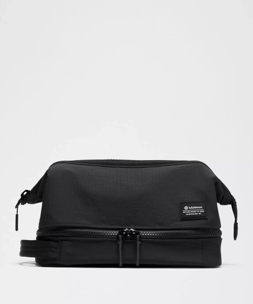 Dual-Compartment Toiletry Bag - Black - ONE SIZE