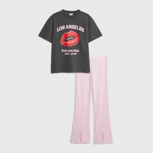 Girls Grey Los Angeles T-Shirt Set