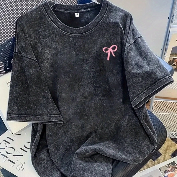 Women's Vintage Washed T-Shirt - Thick 230g Oversized Fit, Retro Street Style Crew Neck Short Sleeve Top Suitable for Spring Summer Casual Wear - Machine Washable Loose Fit T-Shirt