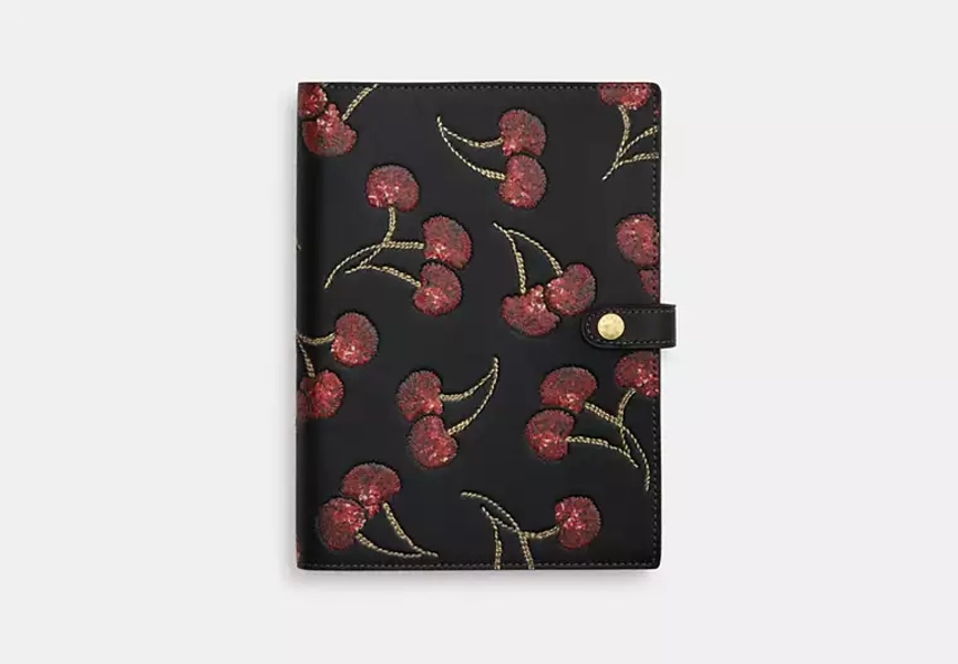Gold/Black Multi Notebook With Cherry Print