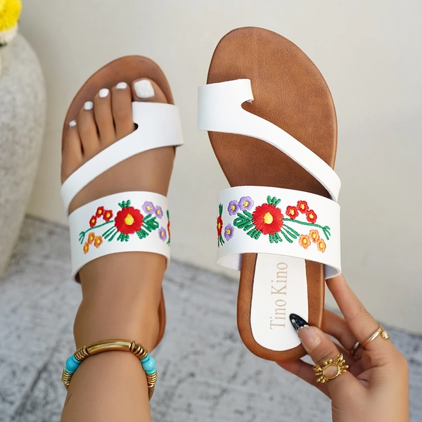Traditional Shoes, Boots, and Sandals, Embroidered Floral Backless, Comfortable and Photo-Ready, for Night Market Strolls, Dining, and Outfits