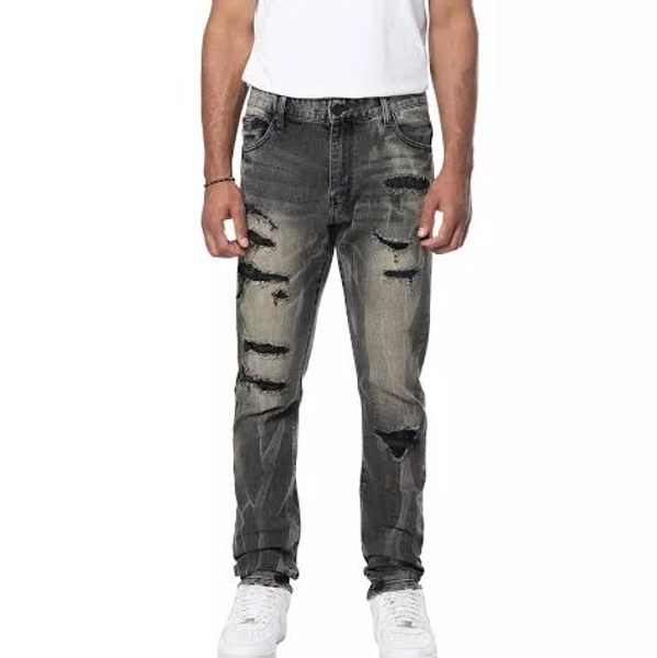 Smoke Rise Men's Dust Rip & Repair Lightning Jeans