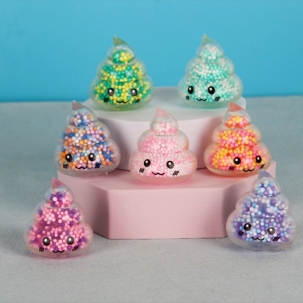 4pcs JOOYAPIE Mini Stretchy Poop-Shaped Sensory Fidget Toys - Colorful Synthetic Rubber Squishy Stress Balls for Youngsters & Adults, Ideal for Party Favors & Goody Bag Stuffers, Assorted Colors