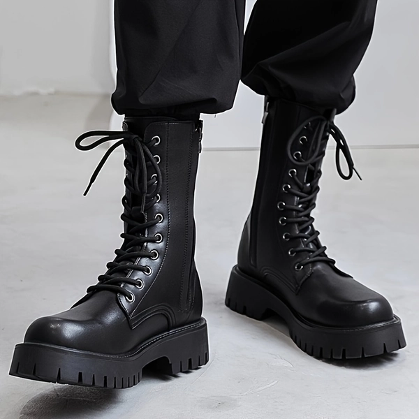 [Men's Ten-Eyelet Boots] British Style Men's High-Top Boots | Ten-Eyelet Height-Increasing Work Boots | Four-Season Long Shaft Motorcycle