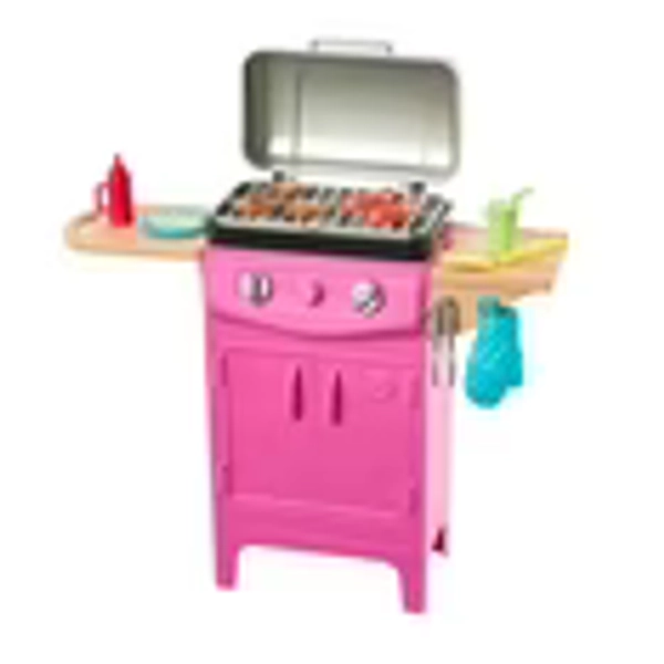 Barbie World Toy BBQ Grill Playset with 7 Dollhouse Accessories Including Grill with Working Lid & Food [Walmart Exclusive]