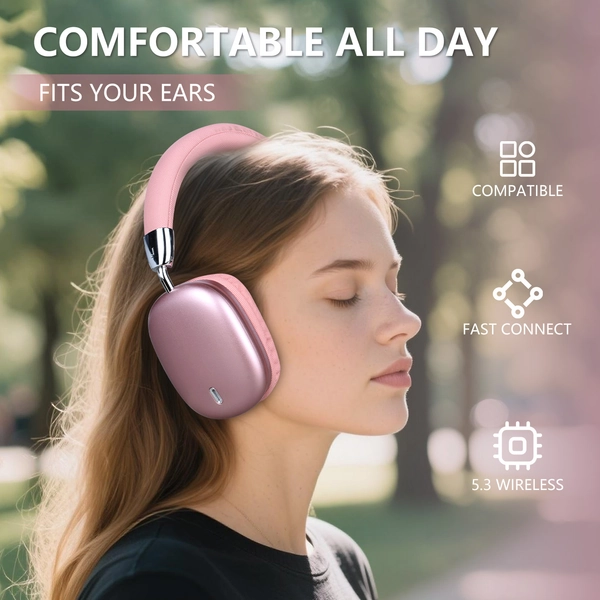 [Latest Noise Canceling Headphones] Premium Wireless Ove-Ear Headphones With HiFi Audio - 48H Playtime, Lightweight, Foldable, Built-in Mic, 3.5mm Jack Compatible, Active Noise Canceling For Travel, Work, Laptop, PC