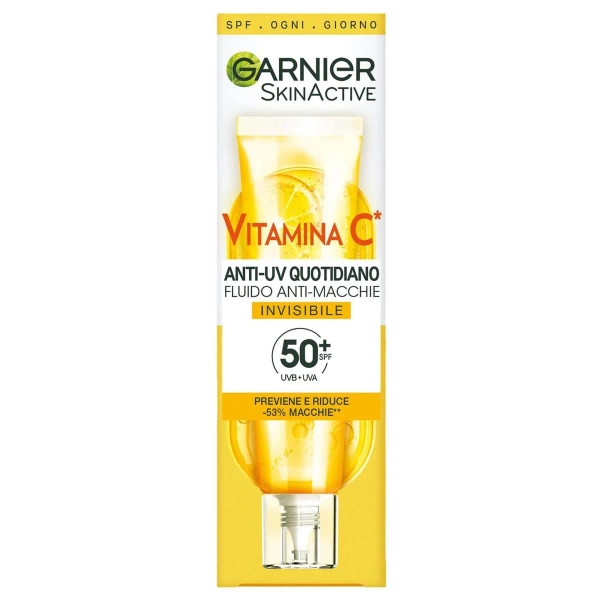Garnier SkinActive Vitamina C Fluido Anti-UV Anti-Macchie Invisibile SPF 50+, 40 ml