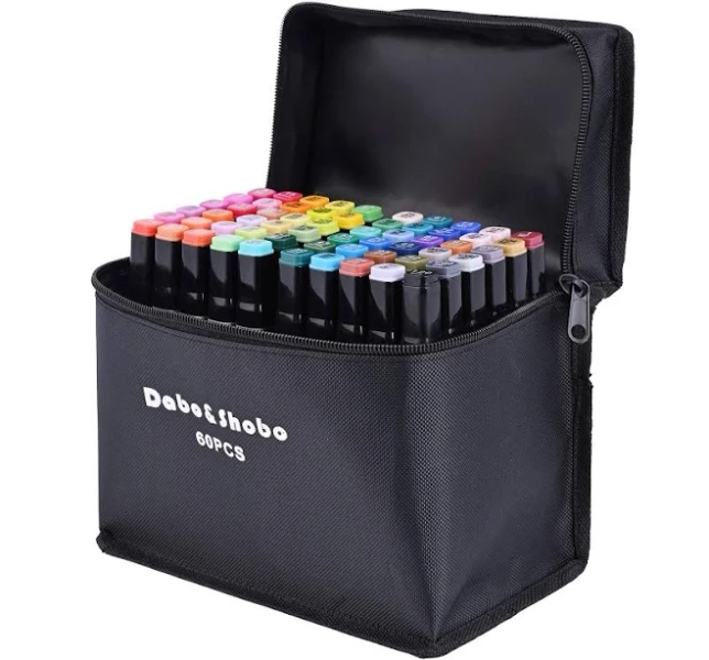 Dabo&Shobo 60 Color Alcohol Marker Pens Bright Permanent Markers For Coloring