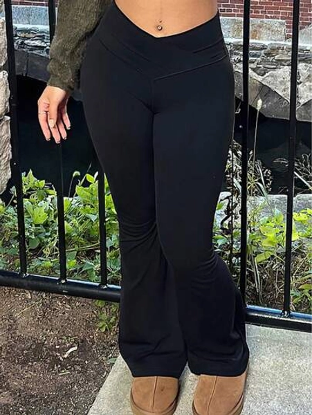 Slaydiva 2024 New Summer Simple Solid Color Wrap High Waist Flared Pants