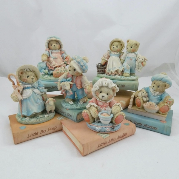 Cherished Teddies Nursery Rhyme Bears And Storybook Display set of 6