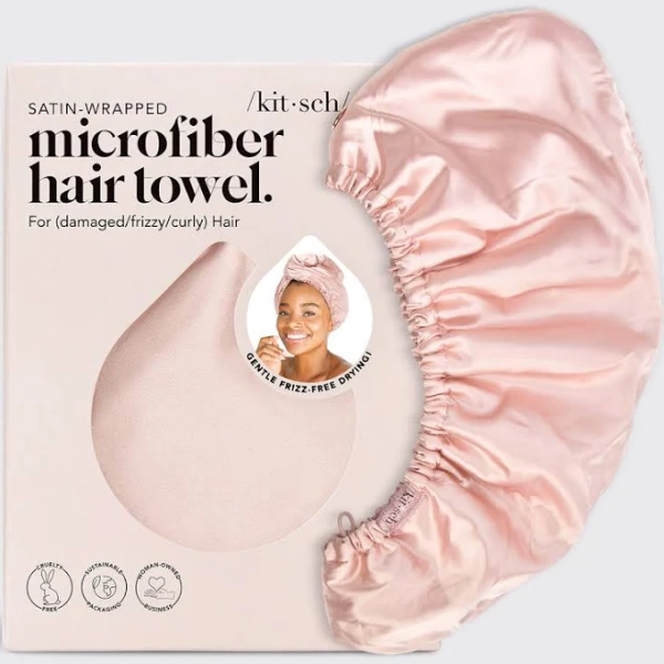Kitsch Blush Satin Wrapped Hair Towel
