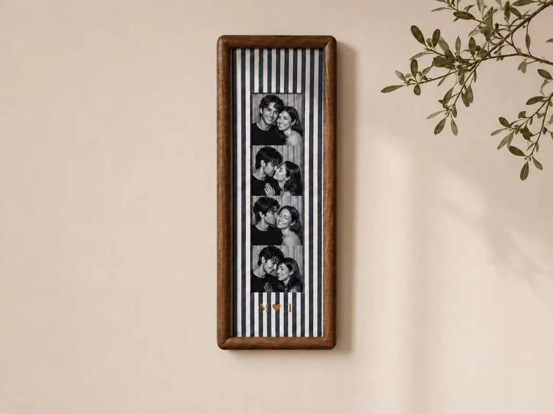 Couple Photo Strip Frame, Custom Photo Booth Picture Frame, Striped Fabric Frame, Anniversary Gift for Couples, Wedding Keepsake, Home Decor