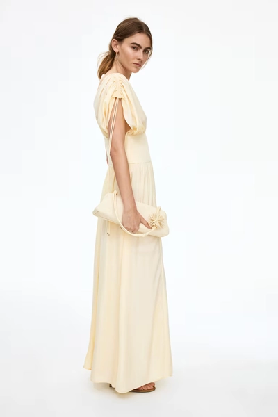 Draped Drawstring-Detail Dress - Yellow
