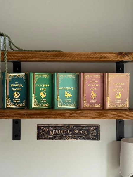 The Hunger Games series by Suzanne Collins - all 5 books - Catching Fire/Mockingjay/Prequels - Custom Book Rebind, Handmade, Special Edition