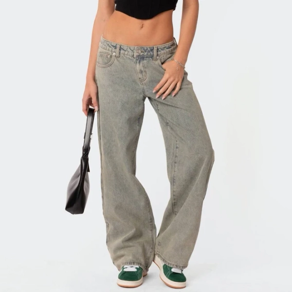 Edikted Women's Magda Low-Rise Acid Wash Jeans
