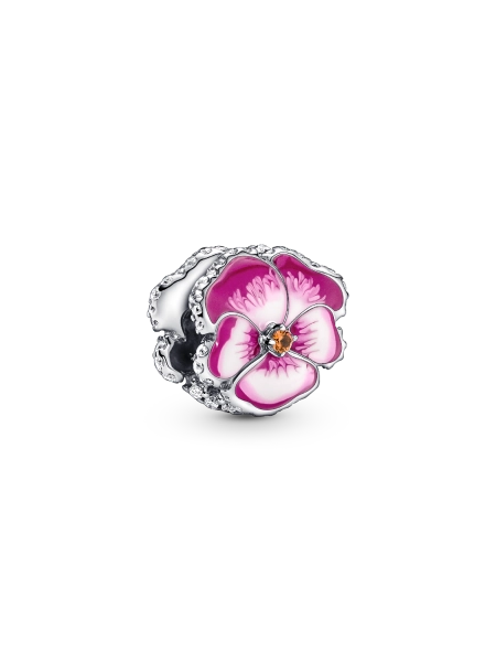 Pink Pansy Flower Charm