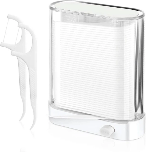 Dental Floss Picks Dispenser, Automatic Pop-Up Organiser Case with Flossers 88 Count Floss Sticks Toothpick Holder Container for Teeth Teeth Care