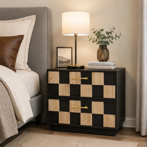 Harolw 24.8"W Nightstand with 2 Storage Drawers