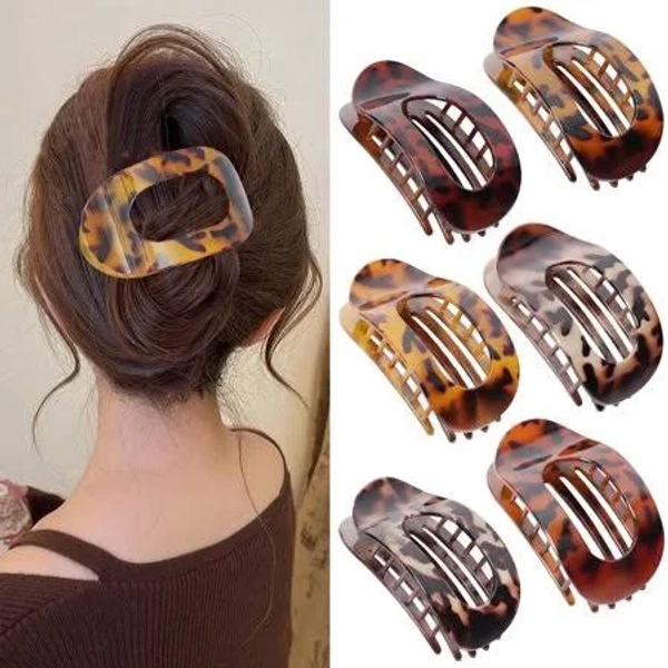 Luxerad Ergonomic Leopard Print Hair Clips (6 Pack)