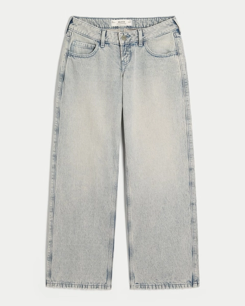 Ultra Low-Rise Light Wash Baggy Jeans