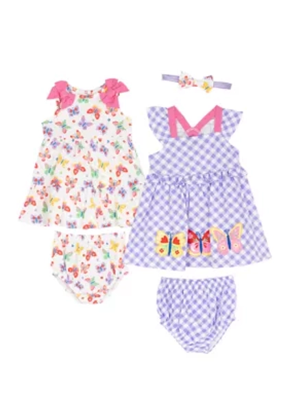 Baby Girls Butterfly and Check Print Dress Set