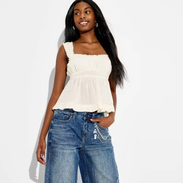 Women's Gauze Emma Tank Top - Wild Fable™ Cream XXS
