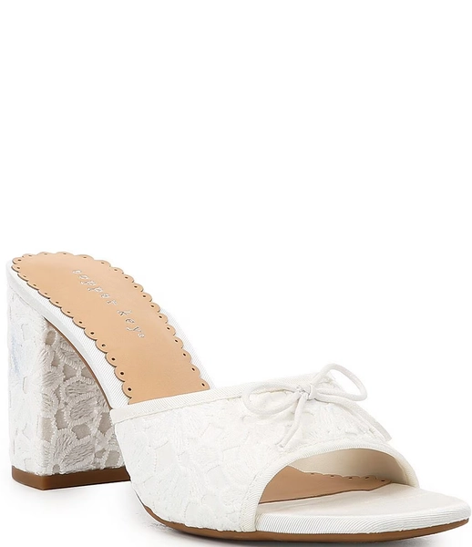 Copper Key Cape Embroidered Floral Print Lace Bow Detail Dress Slide Sandals