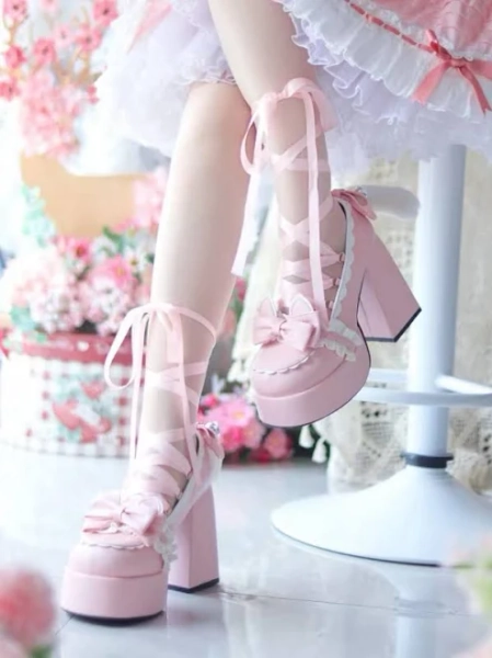Cute Kitty Tails Platform High Heels