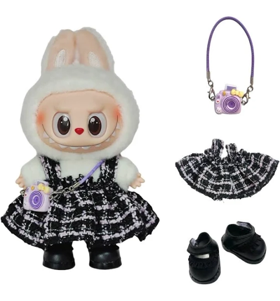 17cm Labubu Plush Keychain Blind Box - Cute Jumpsuit Outfit for Dolls