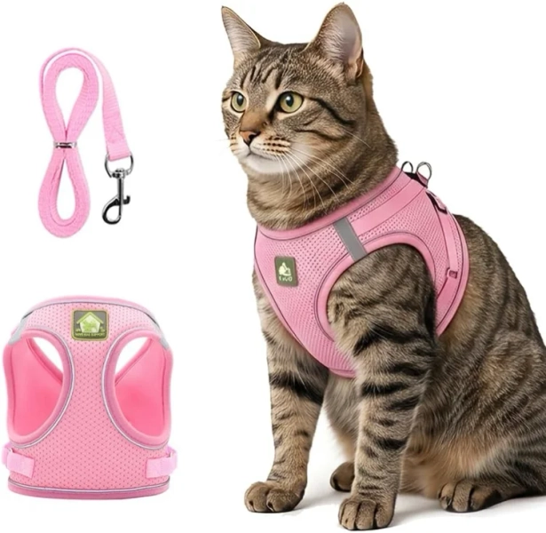 Cat Harness and Leash, 2026 New Cat Harness Escape Proof for Small Medium Large Cats, Breathable Adjustable Vest Harnesses with Reflective Strip for Walking Travel Camping (Orange, S)