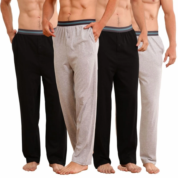Men’s 2 Jersey Knit, Elastic Waistband w. Pockets, Button Fly, Pajama Pants
