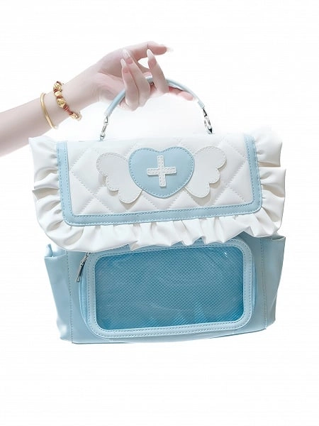 [£35.80]Blue & White Tenshi Kaiwai Doll Bag Ita Backpack