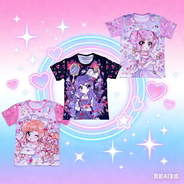 Sweet and Lovely Girl Street Style T-shirt Y2K Harajuku Lively and Dreamy Summer New Adult and Children's Casual Sports Tops - AliExpress 1501