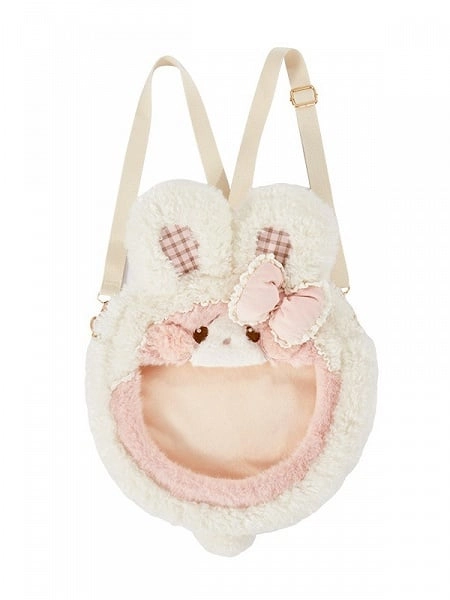 [£38.13]2 Colors Sweet Lolita Bunny Plush Ita Backpack/Shoulder Bagwith Bowknot Accent