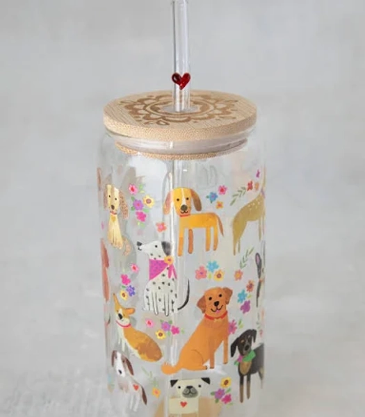 Natural Life Glass Tumbler with Lid and Straw