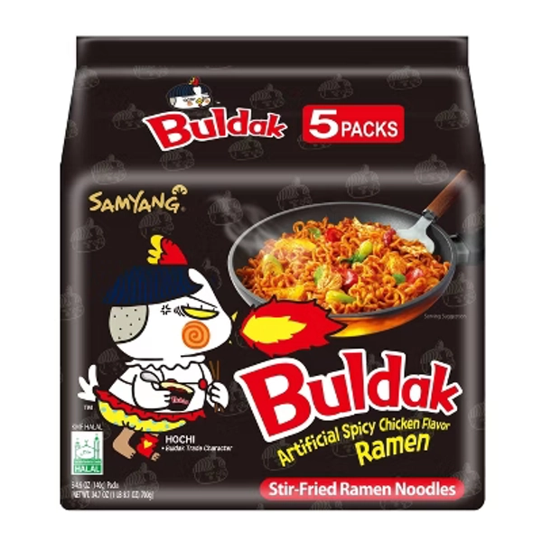 Samyang Buldak Spicy Chicken Stir Fried Ramen Noodles - 24.7oz/5ct