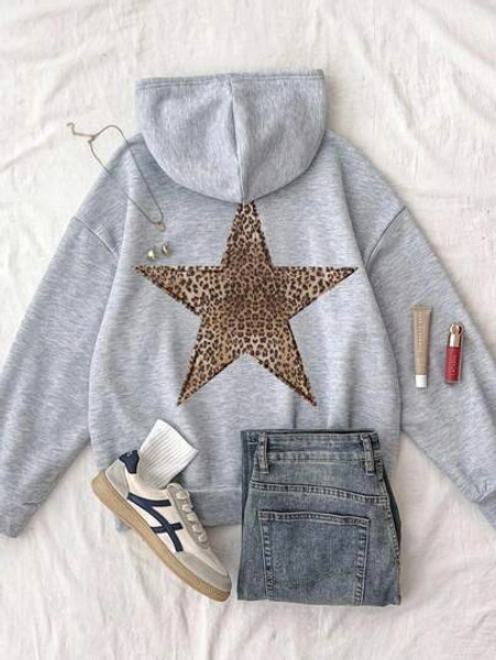 Teen Girls Gray Casual Hooded Sweatshirt With Pocket, Cross Design, Versatile Long Sleeve Pullover Cozy Fall & Winter Styles Suitable For Autumn/Winter Daily Wear,Street Style, Home Hoodies Long Sleeve Top Suitable For Daily, Celebration, Autumn & Winter Outfits For Easy Comfort, Autumn & Winter Layers For Girls, Stylish Girls