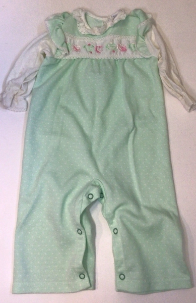 Vintage 1980s Baby 12 Months Mint Green Adorable Outfit