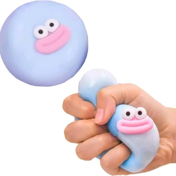 Cute Taba Squishy Fidget Toys for Kids & Adults - Giant Stress Ball with Big Eyes & Sausage Lips, Funny Prank Gifts, Party Supplies, Game Prizes (Blue